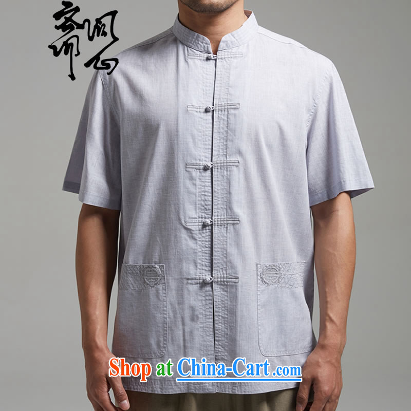 Ask a vegetarian _and as soon as possible with the new summer, Chinese cotton Ma, who is detained men's shirts 1384 light gray XXXL