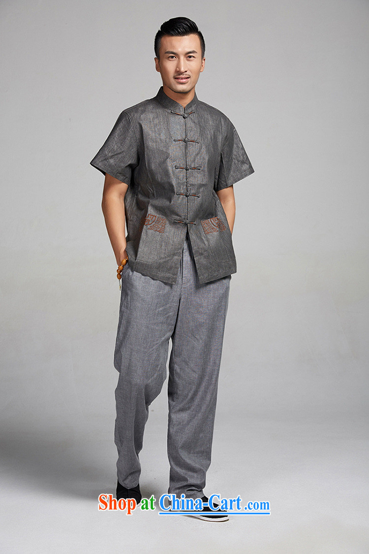 All elections Ramadan and health male summer new linen embroidery men's Chinese shirt 1399 dark gray XXXXL pictures, price, brand platters! Elections are good character, the national distribution, so why buy now enjoy more preferential! Health