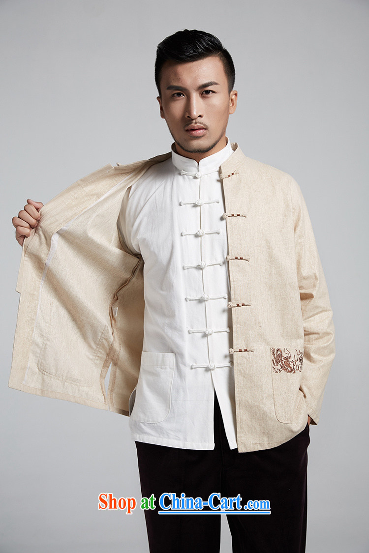All elections Ramadan's mission as soon as possible and men's autumn new Chinese wind-tie, collar embroidery thin shirt 1505 beige XXXXL pictures, price, brand platters! Elections are good character, the national distribution, so why buy now enjoy more preferential! Health