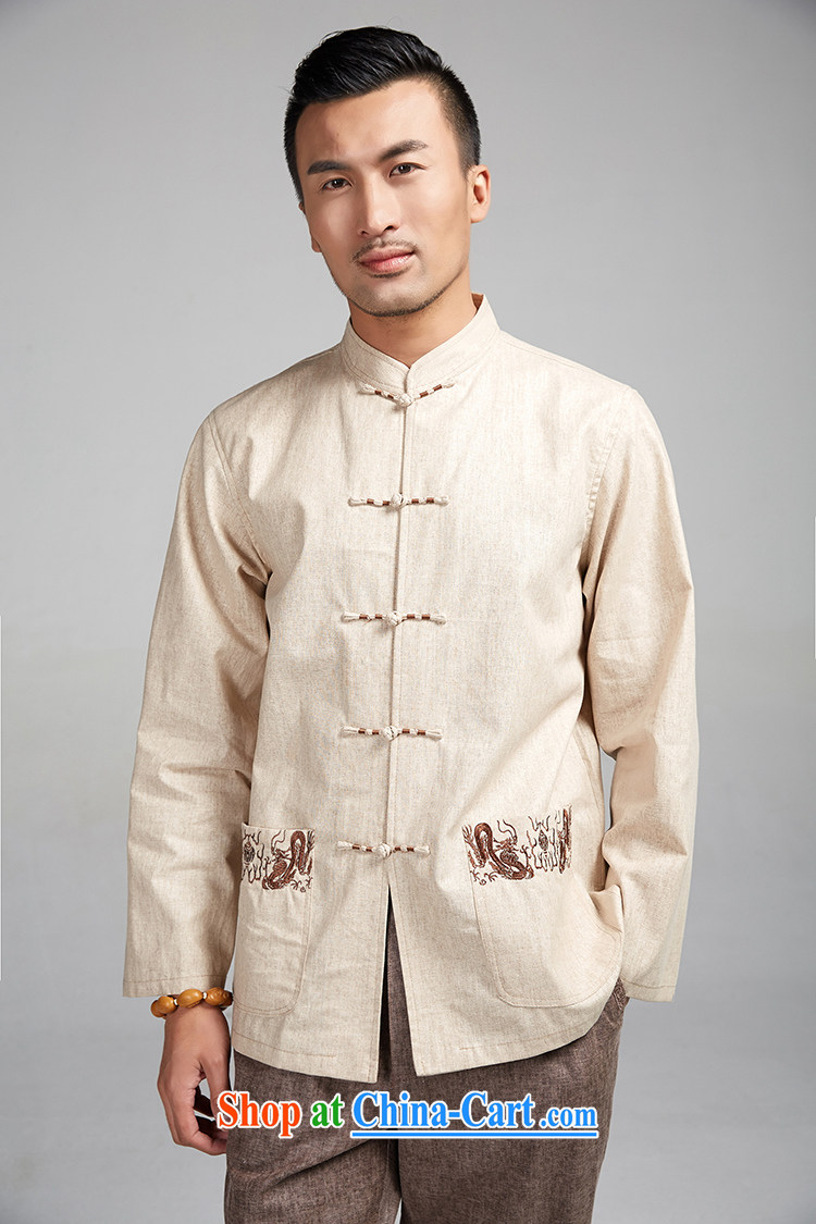 All elections Ramadan's mission as soon as possible and men's autumn new Chinese wind-tie, collar embroidery thin shirt 1505 beige XXXXL pictures, price, brand platters! Elections are good character, the national distribution, so why buy now enjoy more preferential! Health