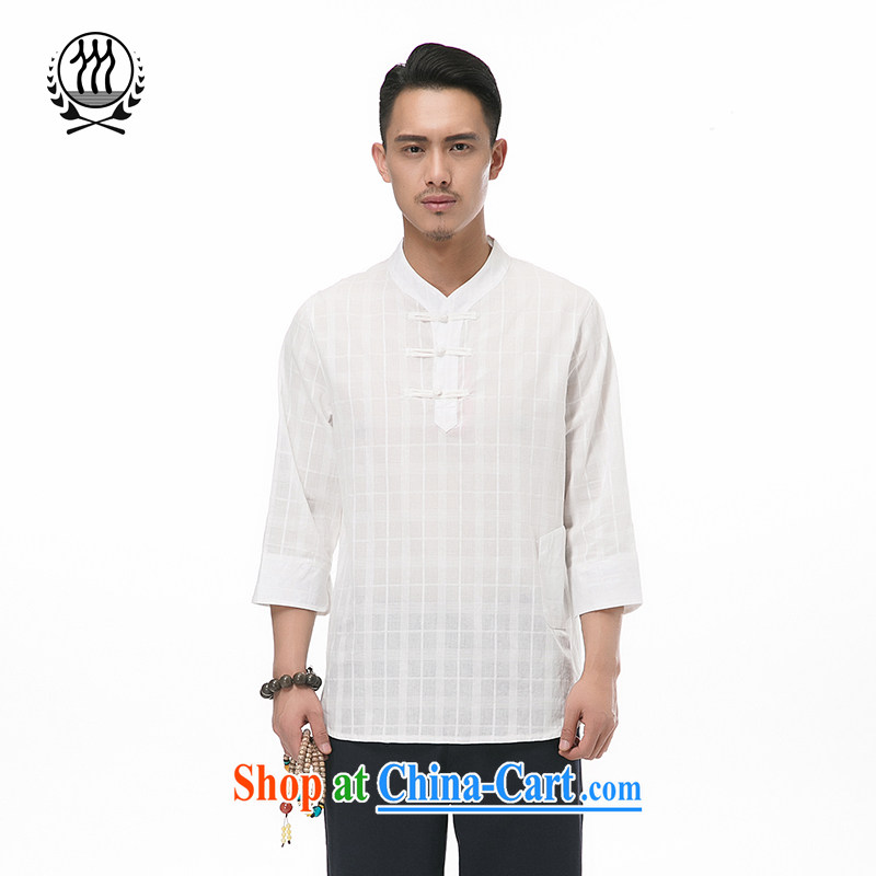 Summer is for men's 9 sub-cuff cotton mA short-sleeved Chinese T-shirt V collar-tie kit and cotton Ma men short-sleeved T-shirt ethnic wind men 9 cuff cotton Ma Tang on meat pink L/175, and mobile phone line (gesaxing), and, on-line shopping