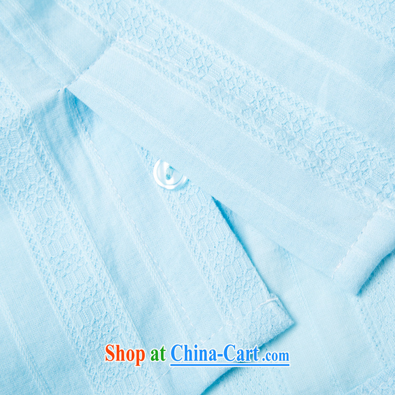 and mobile phone line summer new paragraph 7 sub-cuff Chinese cotton Ma short-sleeved Chinese men and head for the 7 sub-cuff cotton Ma short-sleeved T-shirt Chinese Wind and cotton for the short-sleeved multi-color optional blue XXXL/190, and mobile phon
