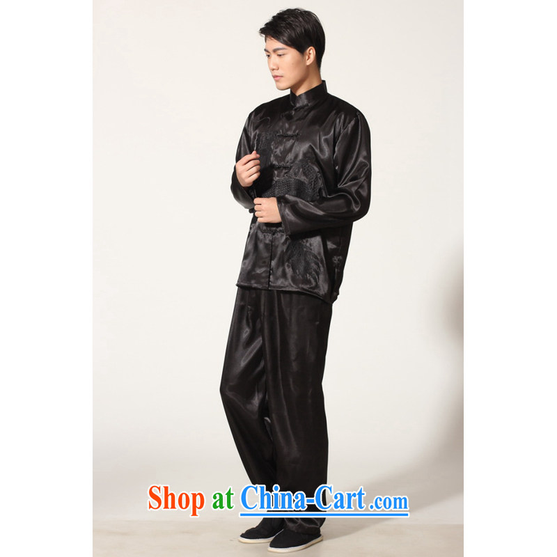 And Jing Ge elderly Chinese male Chinese improved, for silk embroidered Chinese dragon Tai Chi Kit larger male martial package M 0014 black XXL recommendations 180 - 210 jack, Miss Au King pavilion, shopping on the Internet