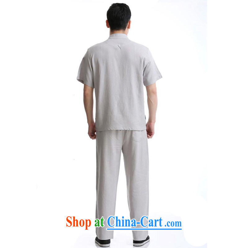 Property is property, Tang with 2015 summer New Men Tang with short sleeves in the older Chinese Dress light gray XXL/180, and a language (wuyouwuyu), shopping on the Internet