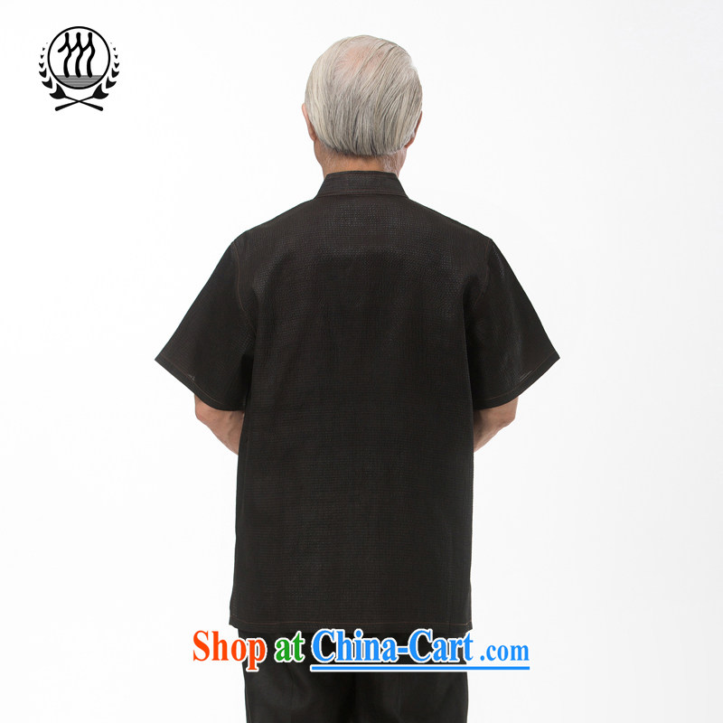 and mobile phone line short-sleeved short summer with new products and fragrant cloud yarn and silk Chinese shirt-sleeves T-shirt, older men, Tang on the Shannon cloud yarn black XXXL/190, and mobile phone line (gesaxing), on-line shopping