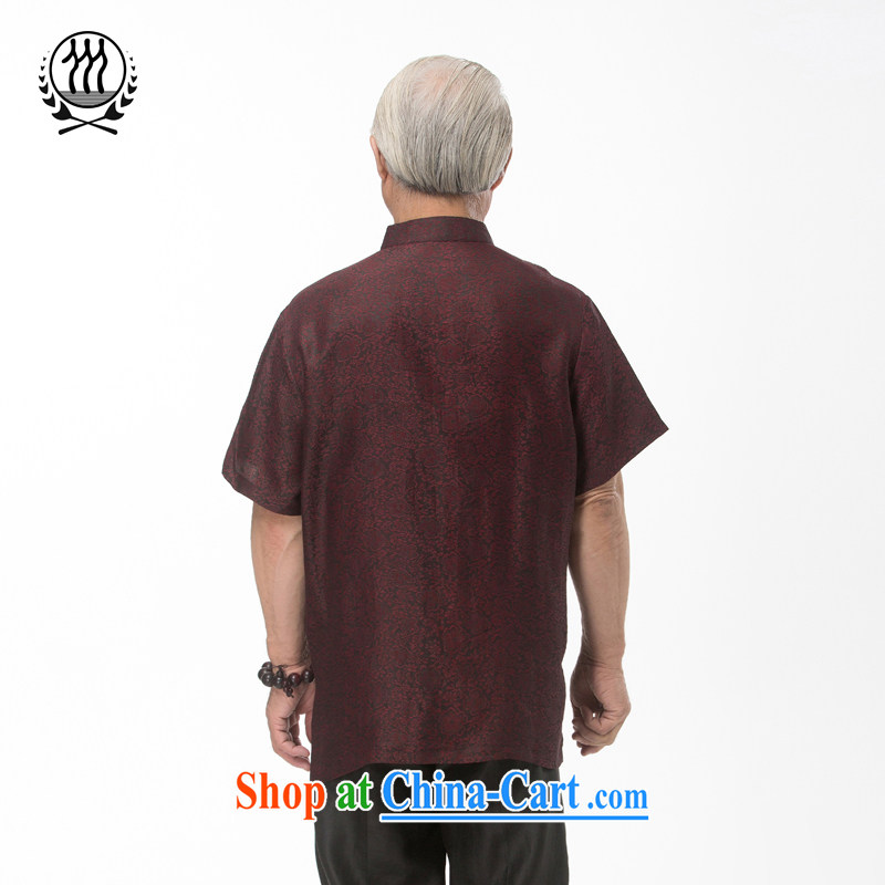 and mobile phone line short-sleeved short summer with new products and fragrant cloud yarn and silk Chinese shirt-sleeves T-shirt, Old Man Tang on the Shannon cloud yarn brown XL/180, and mobile phone line (gesaxing), and, on-line shopping