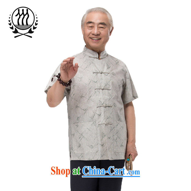 and mobile phone line 15 new summer Chinese men and replacing the older Chinese summer frock Tang replace short-sleeved dress boutique multi-color optional light gray XXXL_190