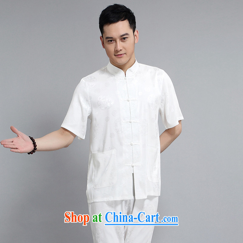 Silver armor Tang replace short-sleeved men's spring and summer with older people in linen tang on short-sleeved men's Tang is a short sleeve with national costumes male White/185, and silver armor, and shopping on the Internet
