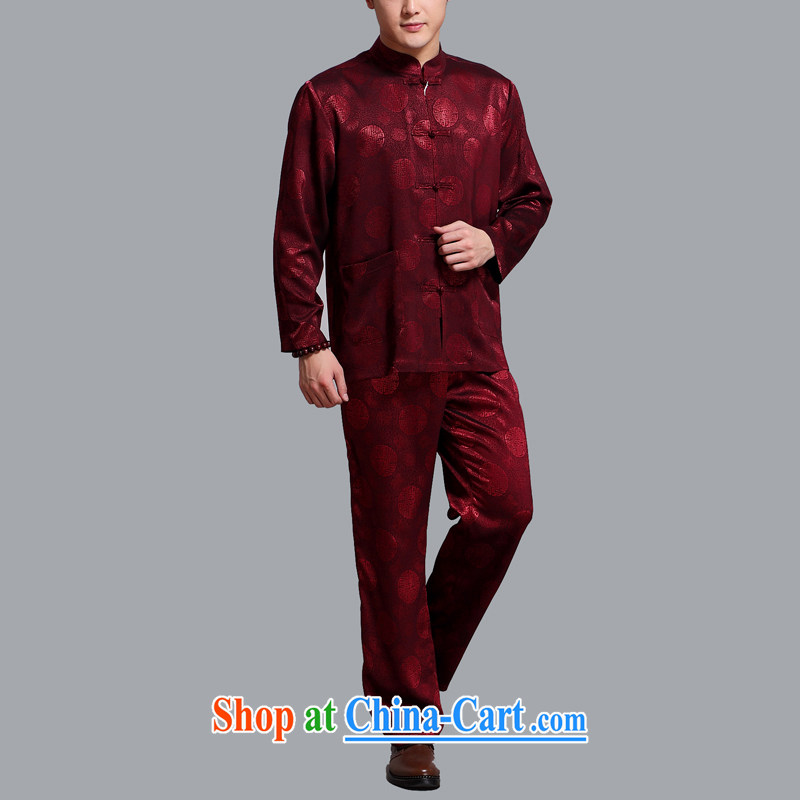 The Carolina boys men's summer middle-aged and older Chinese men and long-sleeved kit, clothing middle-aged father older persons Tang on maroon 4 XL/190, the Tony Blair (AICAROLINA), shopping on the Internet
