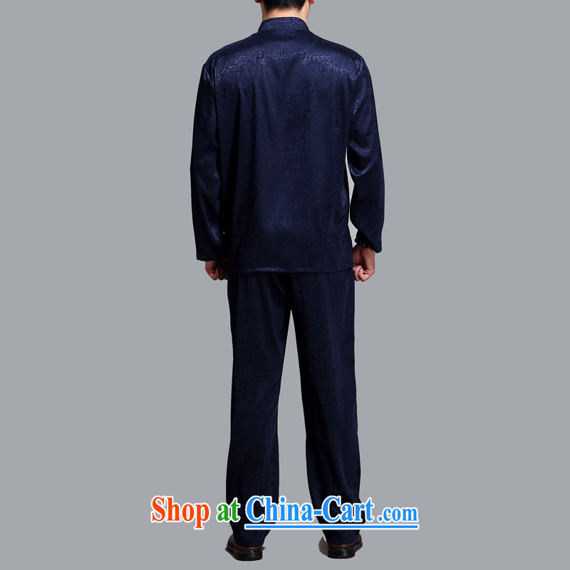 The Carolina boys men's T-shirt middle-aged and older Chinese men's long-sleeved Chinese cynosure serving Middle-aged Leisure package blue 4 XL/190, the (AICAROLINA), online shopping