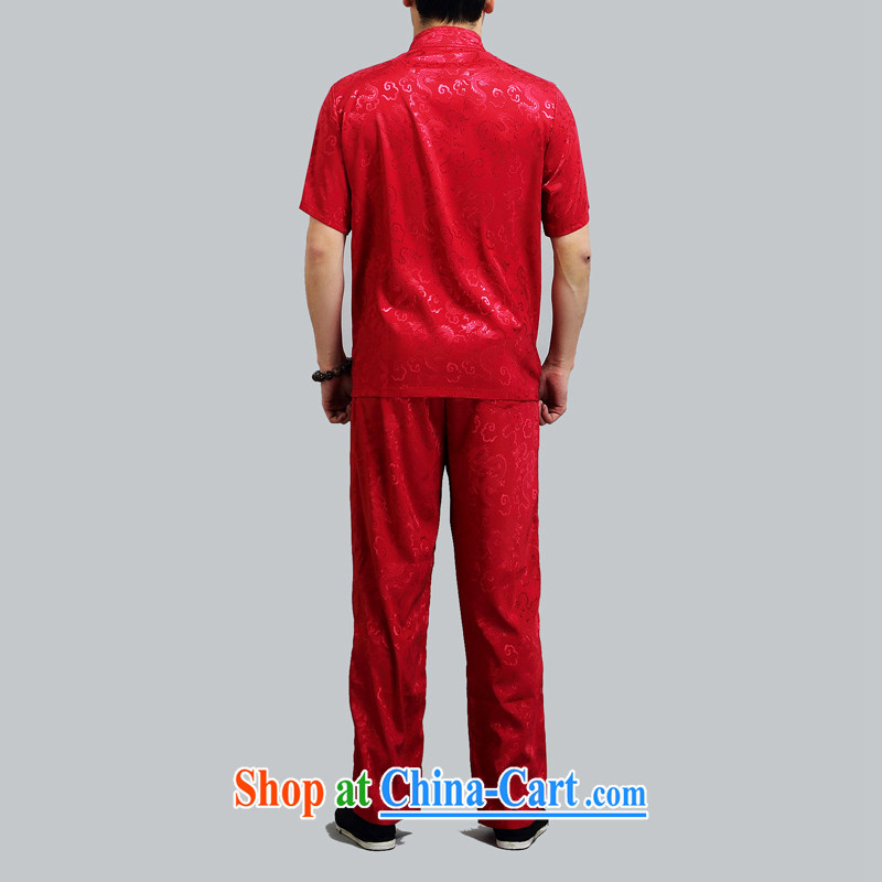 The Carolina boys men's middle-aged and older Chinese men and a short-sleeved middle-aged father older persons with short package half sleeve China wind male red 4 XL/190, the Tony Blair (AICAROLINA), shopping on the Internet