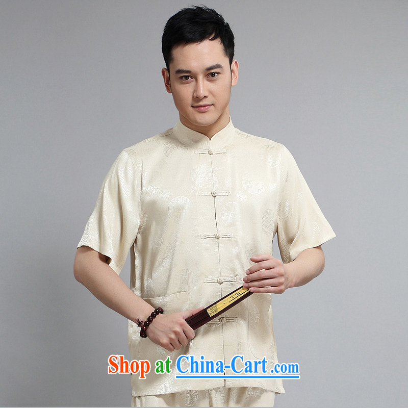 Chinese men and short-sleeve kit AMOI, older men's cotton Ma Man Tang with jogging clothes exercise clothing Tai Chi uniforms father loaded 1503 gray suite 185, JACK EVIS, shopping on the Internet
