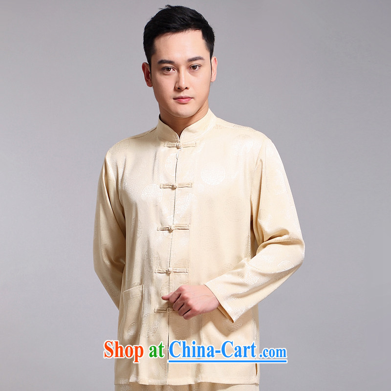 Chinese men's kit 2015 spring and summer new Chinese male, older sauna silk morning Tai Chi 练练功 serving China wind, men's long-sleeved Tang on 1512 180 Wong, JACK EVIS, shopping on the Internet