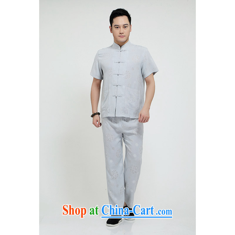 100 brigade Bailv summer stylish thin disk for casual, short-sleeved comfortable elasticated trousers men's kit light gray 190