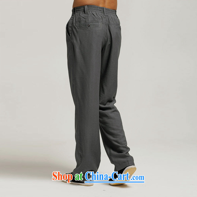 De-Tong Chun-line summer 2015 the Chinese men's trousers Elasticated waist Chinese pants boutique embroidery original Chinese wind men's black XXXL, wind, and, on-line shopping