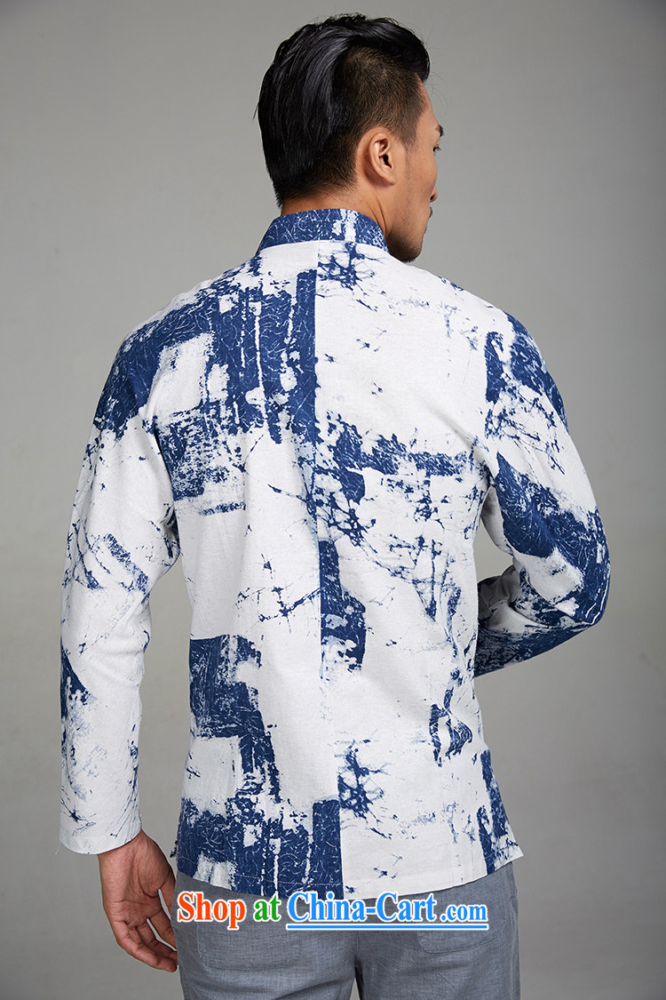 De-tong the Jun 2015 new 100% Cotton Men's short with long-sleeved T-shirt Chinese, T-shirts with side pockets blue-and-white XXXL pictures, price, brand platters! Elections are good character, the national distribution, so why buy now enjoy more preferential! Health