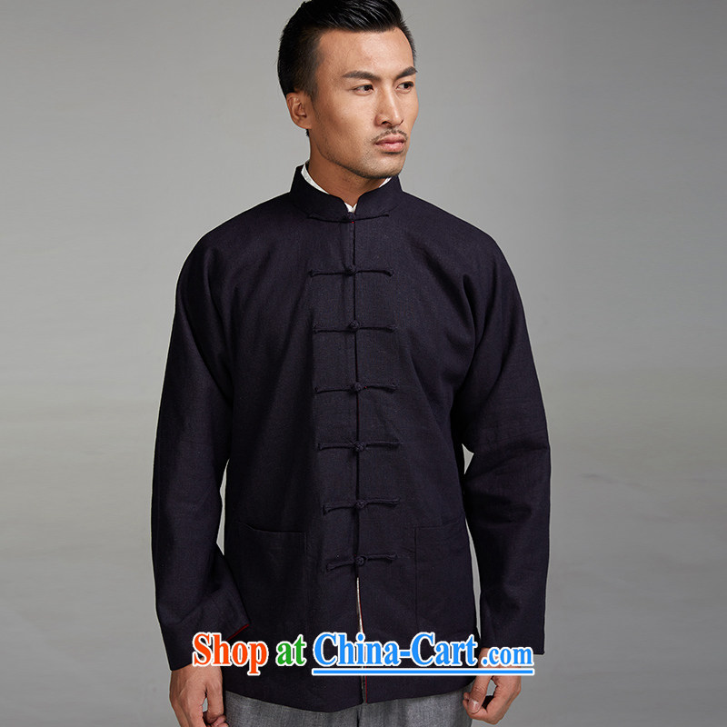 De-church retreat day 2015 new Chinese traditional style linen two-through-shoulder long-sleeved thick durable Chinese clothing dark blue + red M/165, wind, and, shopping on the Internet