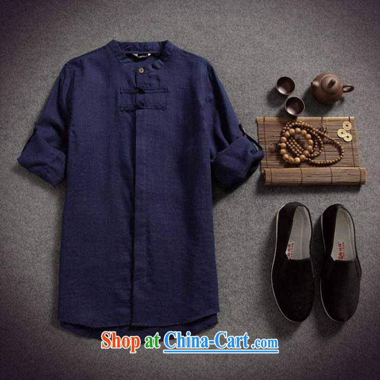 Dan Jie Shi 2015 spring and summer put male cotton the linen shirt men and the charge-back 7 T-shirt T-shirt original China wind beauty, Peacock Blue XXL pictures, price, brand platters! Elections are good character, the national distribution, so why buy now enjoy more preferential! Health