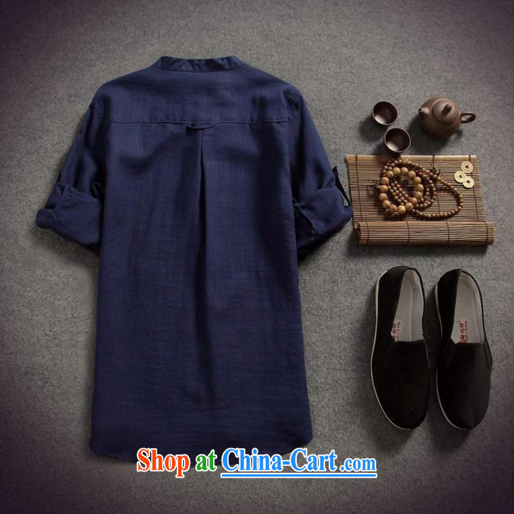 Dan Jie Shi 2015 spring and summer put male cotton the linen shirt men and the charge-back 7 T-shirt T-shirt original China wind beauty, Peacock Blue XXL pictures, price, brand platters! Elections are good character, the national distribution, so why buy now enjoy more preferential! Health