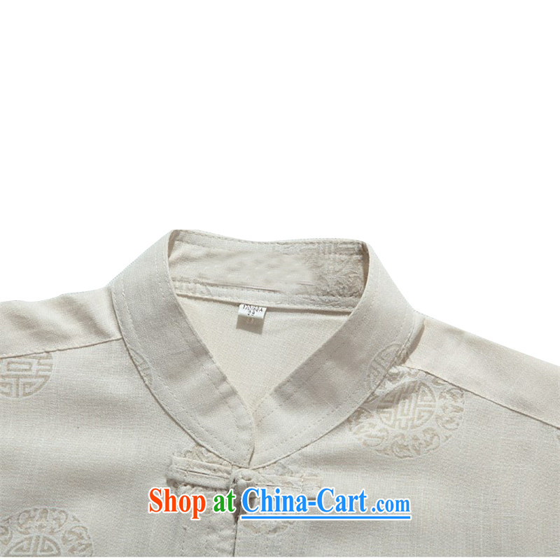 kyung-ho covered by men's short-sleeved Chinese package older summer cotton Ma T-shirt Chinese national linen service, the code jacket beige XXXL, Kyung-ho (JOE HOHAM), online shopping