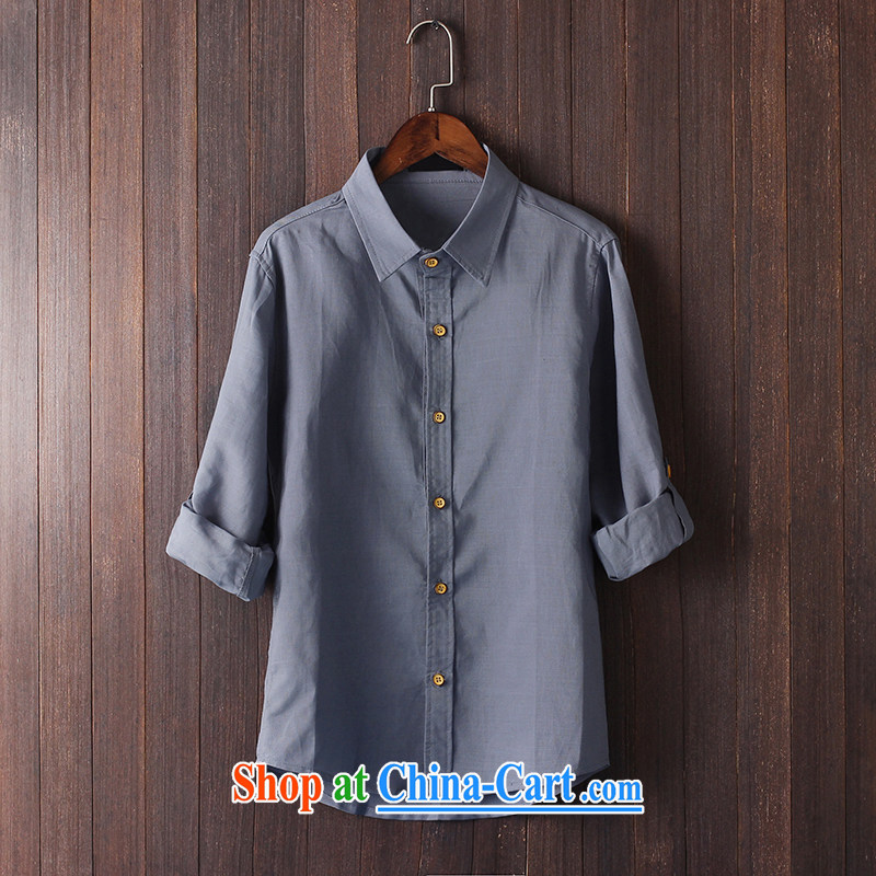 Extreme first summer 2015 men's Chinese shirt China wind culture T-shirt long-sleeved shirts pull sleeves shirt linen Peacock Blue XXL, extreme first (ZUNSHOU), online shopping