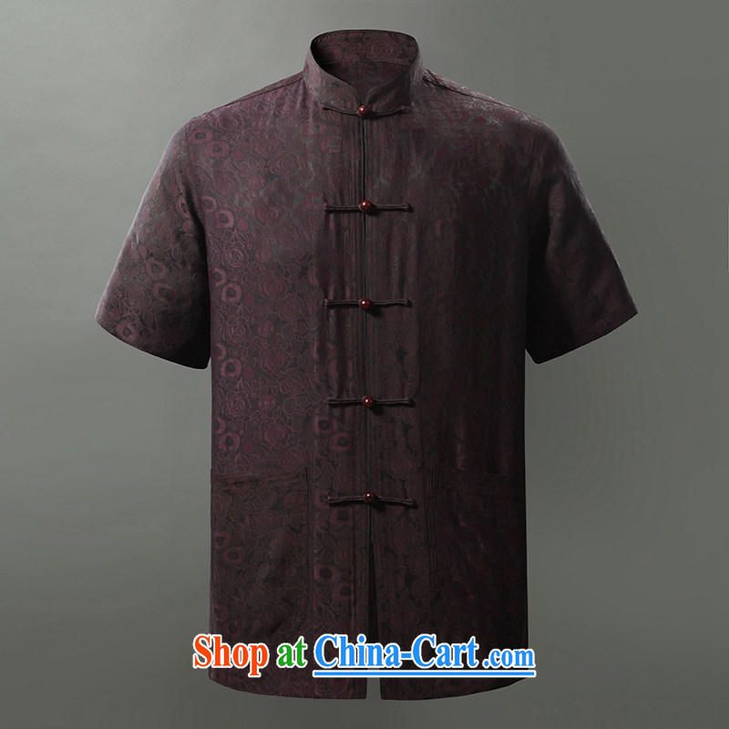 Tibetan swords into plowshares 2015 summer boutique silk fragrant cloud yarn T-shirt with short sleeves China wind traditional clothing dark purple 158,015 180/XL, hiding their swords into plowshares, and shopping on the Internet