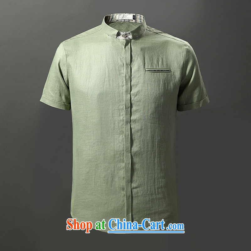 Tibetan swords into plowshares men's summer new linen T-shirt with short sleeves and collar trim thin breathable 17,009 green 190/XXXL possession, swords into plowshares, and shopping on the Internet