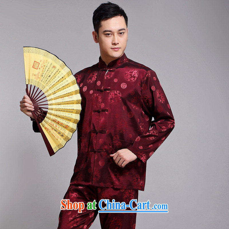 Silver armor Chinese men's summer Chinese men and Kit, served long-sleeved Chinese wind hand-tie silk middle-aged and older Chinese men and red 190, and silver armor, and shopping on the Internet