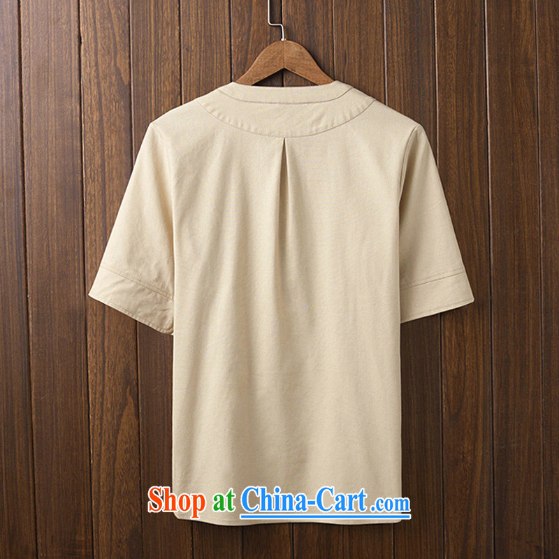 chengju summer 2015 new Chinese style Chinese men's Chinese V collar cotton Ma short-sleeve Chinese national T-shirt Chinese father with beige XXXXXL, Orange Orange menswear (chengju), and, on-line shopping