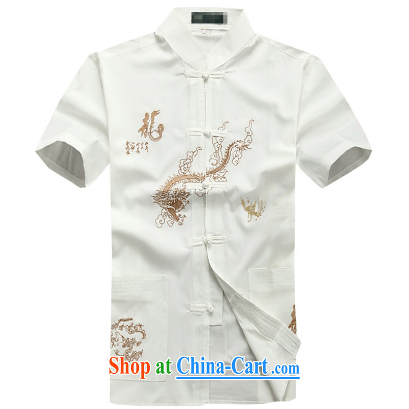 2015 new smock short summer load Older ethnic wind short sleeved T-shirt and 1255 YYY YZ Dragon white 43, the Latitude, and shopping on the Internet