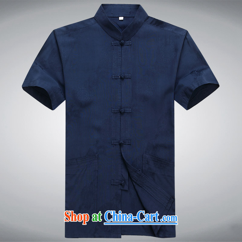 100 brigade BaiLv summer stylish thin, for comfortable short-sleeved-tie Casual Shirt dark blue XXXL