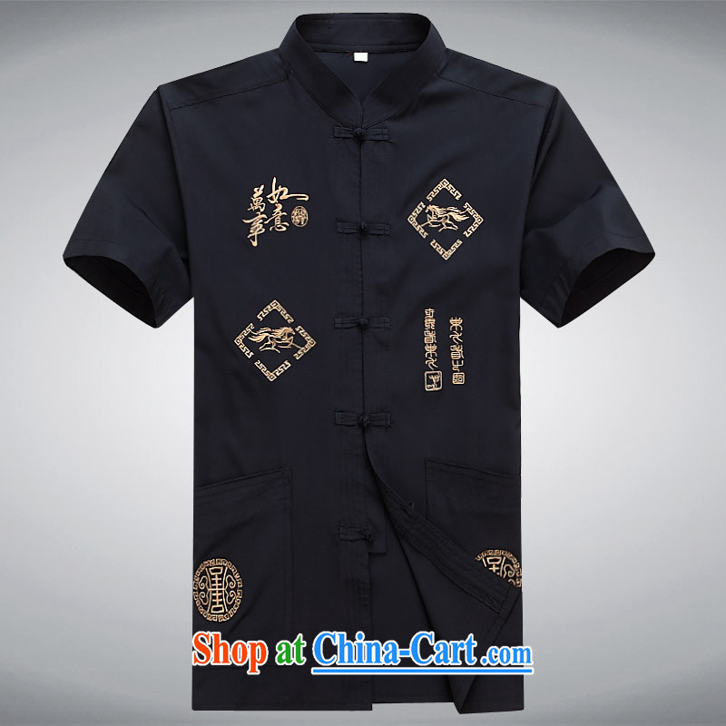 100 brigade BaiLv summer stylish thin, for comfortable short-sleeved-tie Casual Shirt dark blue XXXL