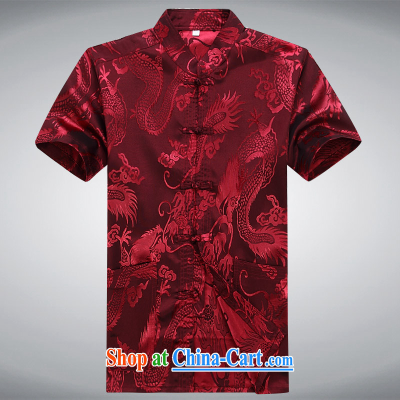 100 brigade BaiLv summer stylish thin, for comfortable short-sleeve-snap Leisure package deep red XXXL