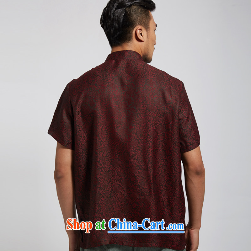 Wind turbine, together with 2015 summer new, fragrant cloud yarn men's Tang with a short-sleeved Chinese clothing dark red XXXL, de-tong, and shopping on the Internet