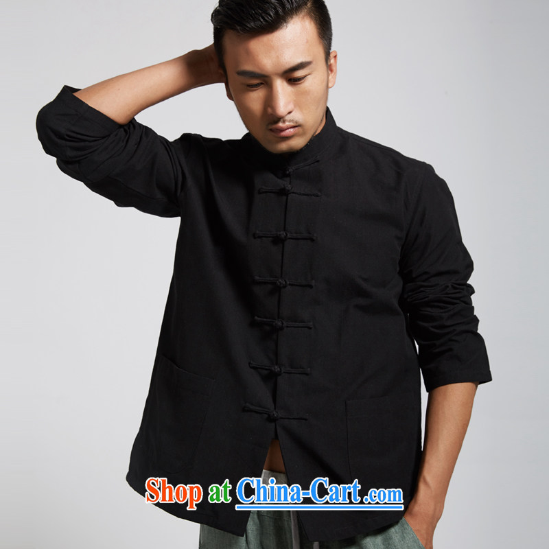De-Tong Mass 2015 summer new cotton men's Chinese long-sleeved Chinese clothing black XXXL, de-tong, shopping on the Internet