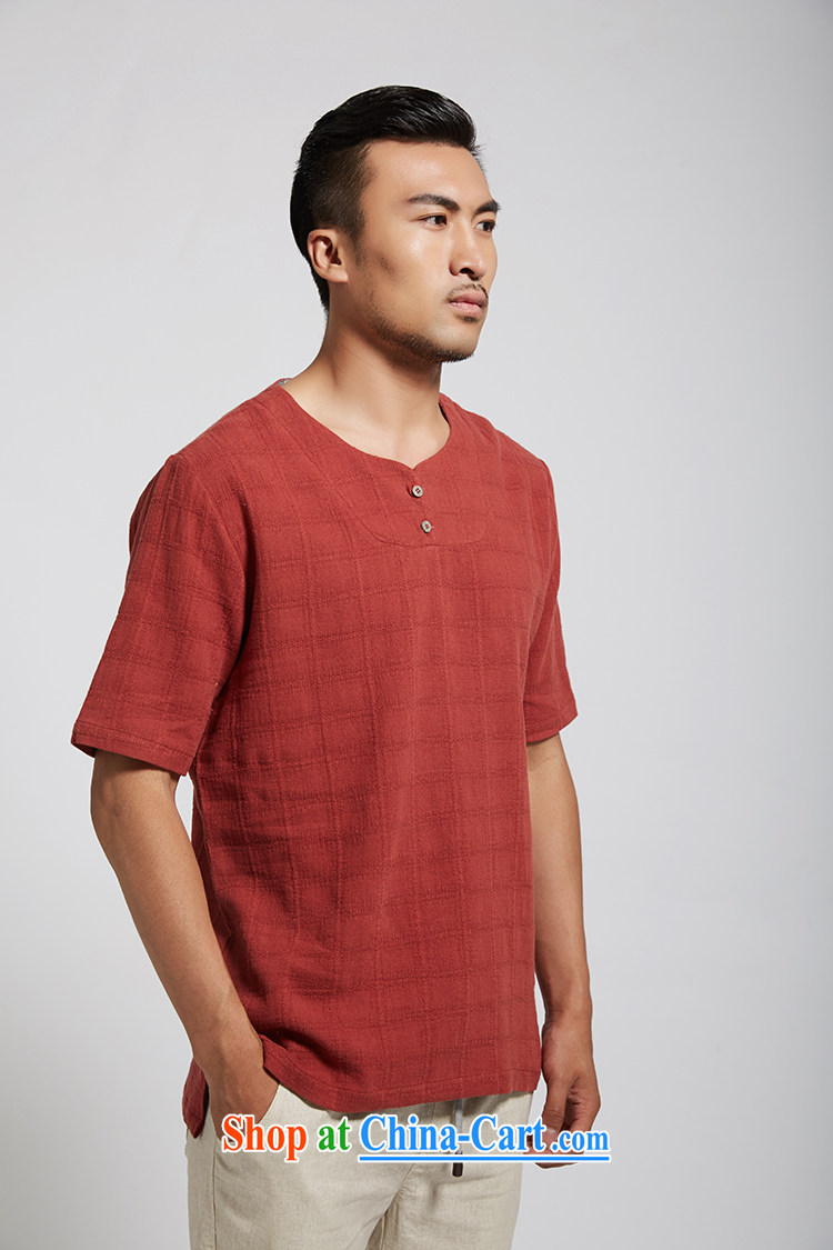 De-tong ming to summer 2015 new cotton Ma Man Tang is a short-sleeved leisure short-sleeved shirt Chinese clothing red XXXL pictures, price, brand platters! Elections are good character, the national distribution, so why buy now enjoy more preferential! Health