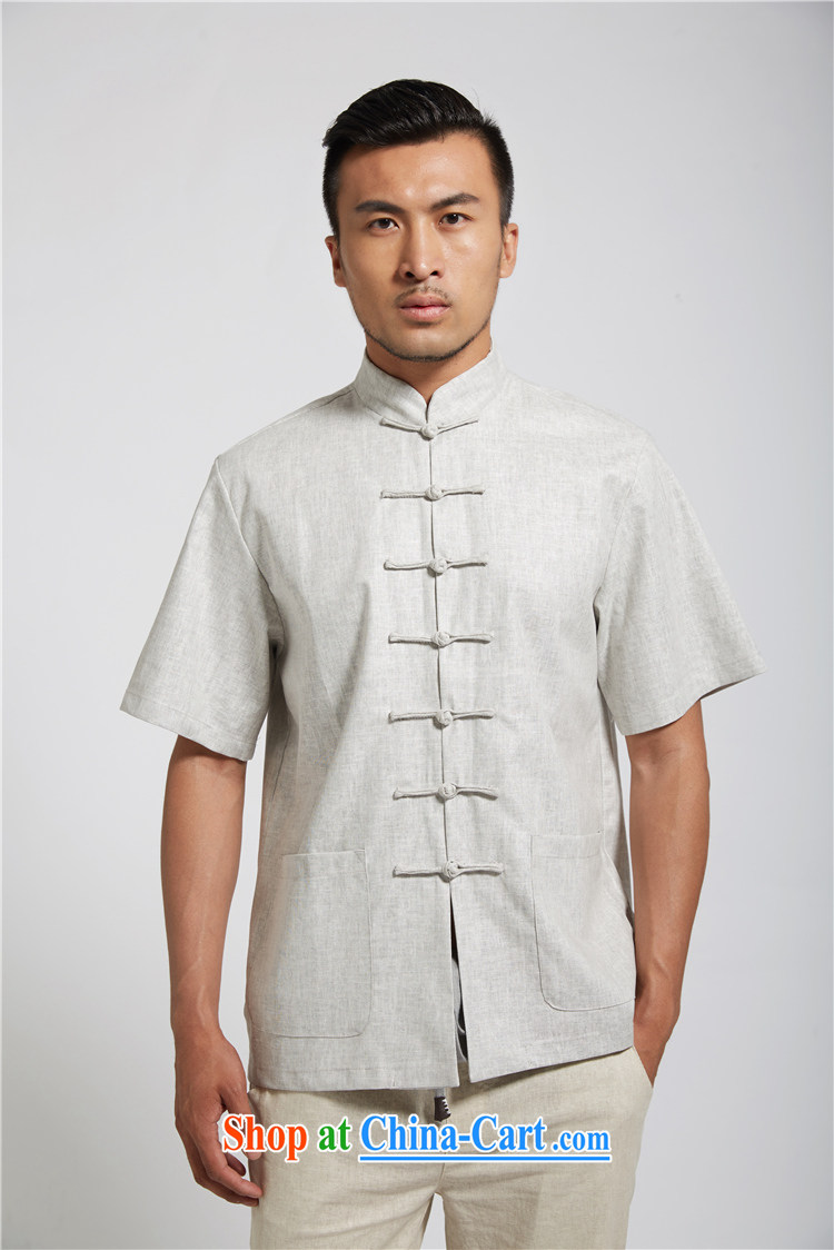 De-church diligently summer 2015 new units the male Chinese short-sleeved traditional style 7 snap on Chinese clothing gray XL pictures, price, brand platters! Elections are good character, the national distribution, so why buy now enjoy more preferential! Health
