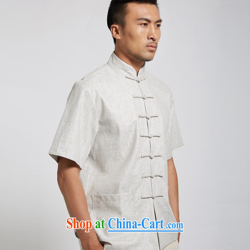 De wind church diligently summer 2015 new cotton Ma Man Tang on short-sleeved traditional style 7 a snap-on Chinese clothing gray XL, wind, and shopping on the Internet