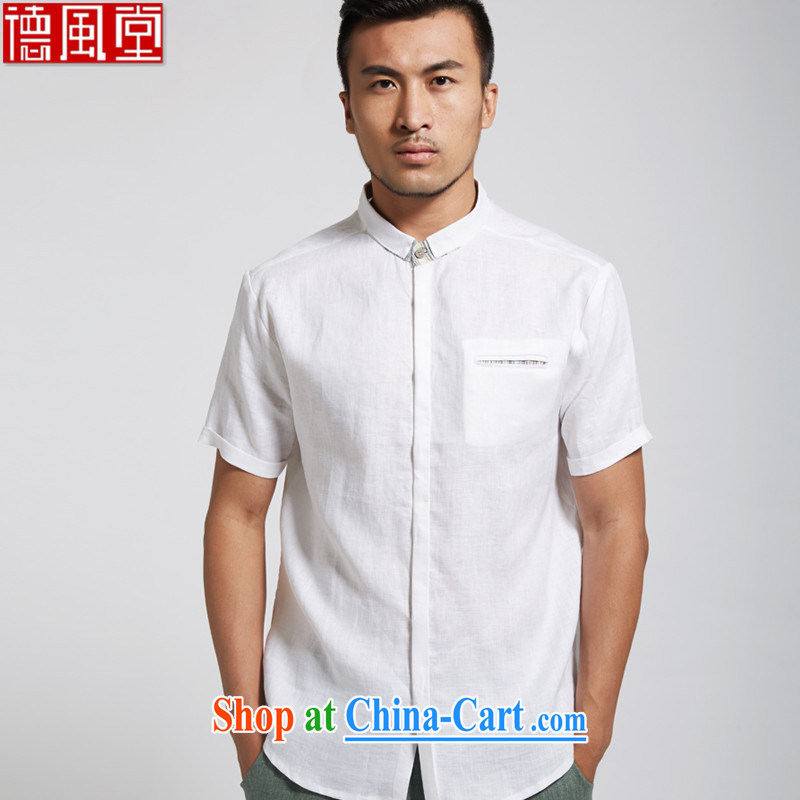 De wind hall of dust 2015 summer new linen men Tang with short-sleeved leisure short-sleeved shirt youth white XXXL