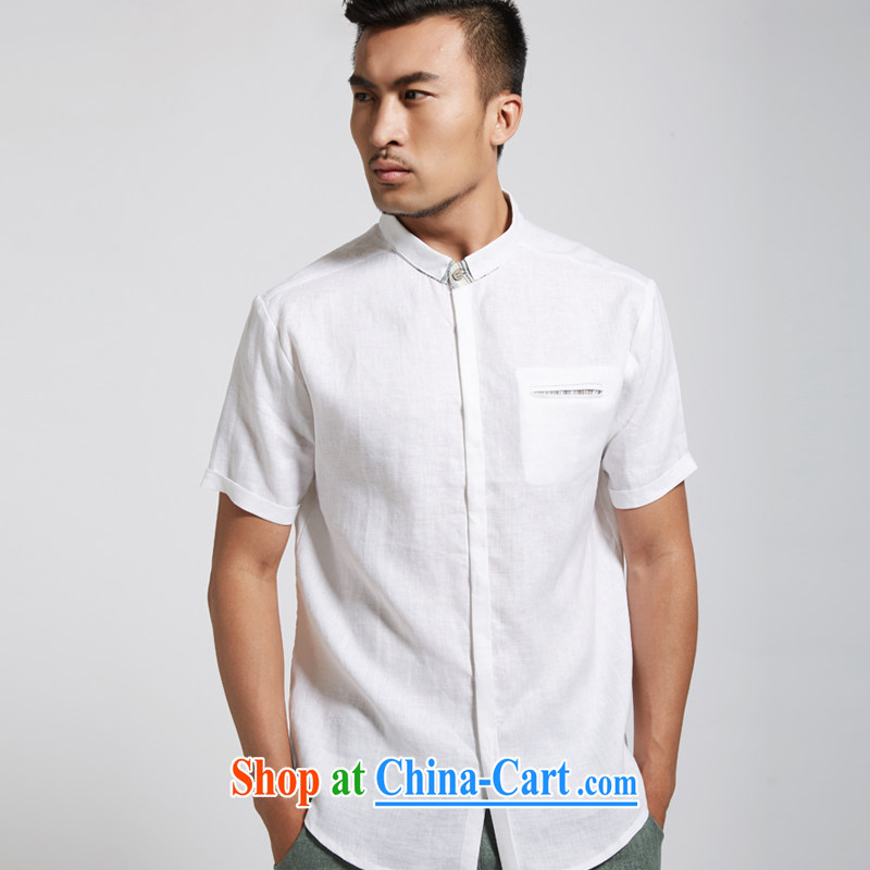 De wind hall of dust 2015 summer new linen men Tang is short-sleeved leisure short sleeved T-shirt youth white XXXL, de-tong, and shopping on the Internet