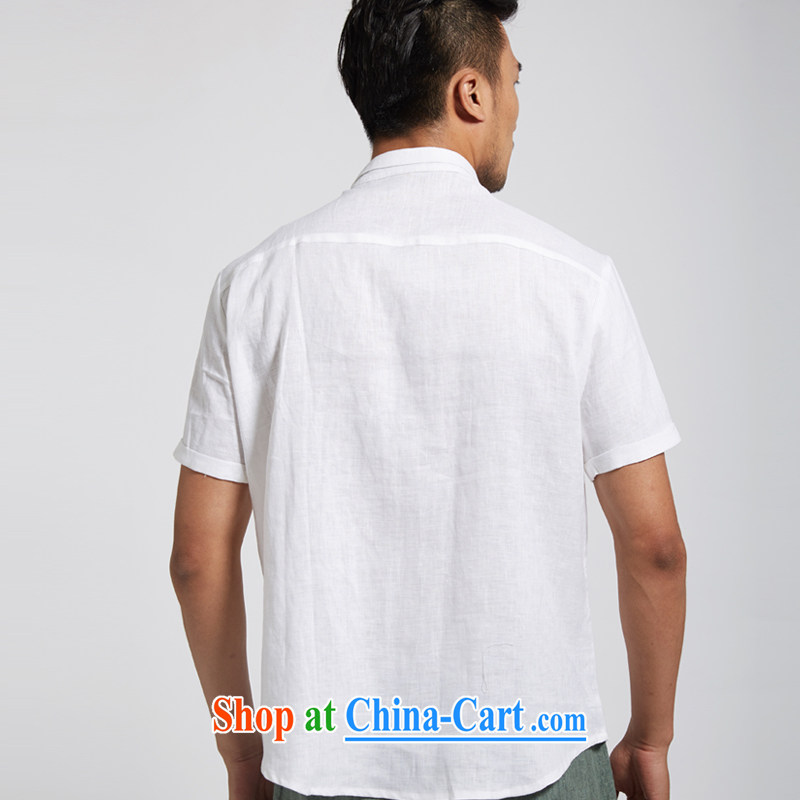 De wind hall of dust 2015 summer new linen men Tang is short-sleeved leisure short sleeved T-shirt youth white XXXL, de-tong, and shopping on the Internet