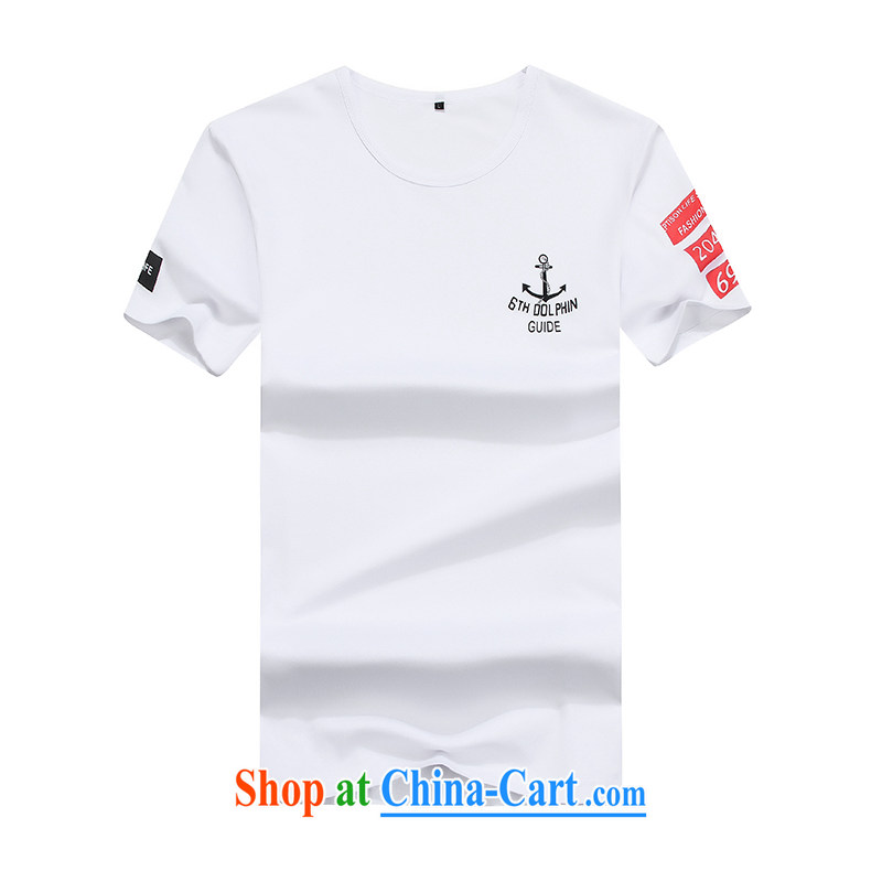 Kai Lok where summer 2015 men's solid color round-collar short-sleeve T-shirt men's casual half sleeve T-shirts solid white XXXL 185