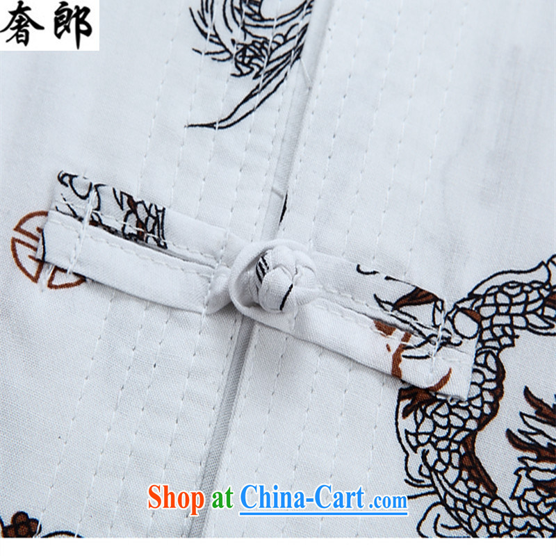 Luxury health 2015 new summer middle-aged Chinese short-sleeved T-shirt men's China wind manual tray snaps, served both men and middle-aged and older persons men's grandfather shirt summer white 190/56, extravagance, and shopping on the Internet