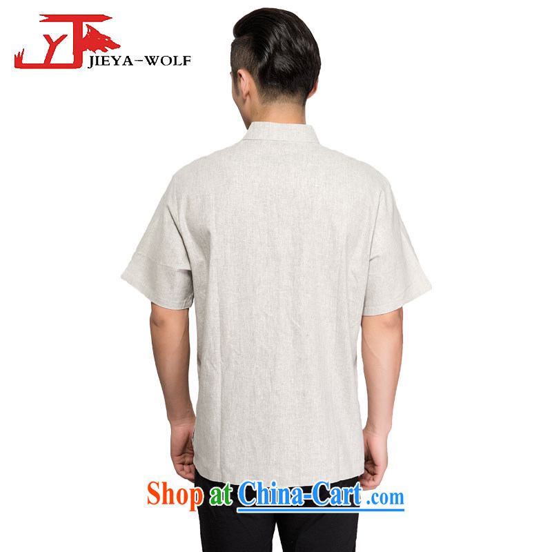 Jack And Jacob - Wolf JEYA - WOLF new Chinese men's short-sleeved advanced units the T-shirt summer thin male Chinese national leisure, handcrafted light gray 195/XXXXL, JIEYA - WOLF, shopping on the Internet