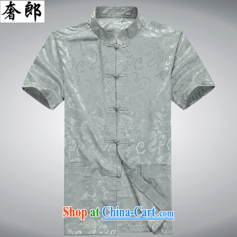 Luxury health 2015 summer new, middle-aged short-sleeved Tang replace Kit men's emulation sauna sericultural half sleeve China wind Han-Manual-buckle Tang with men's father with a gray Kit 190/56, extravagance, and shopping on the Internet