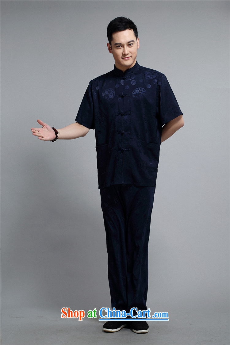 kyung-ho summer covered by new Chinese cotton men's T-shirt with short sleeves, and older persons, served Chinese style men's short sleeve blue 4 XL pictures, price, brand platters! Elections are good character, the national distribution, so why buy now enjoy more preferential! Health