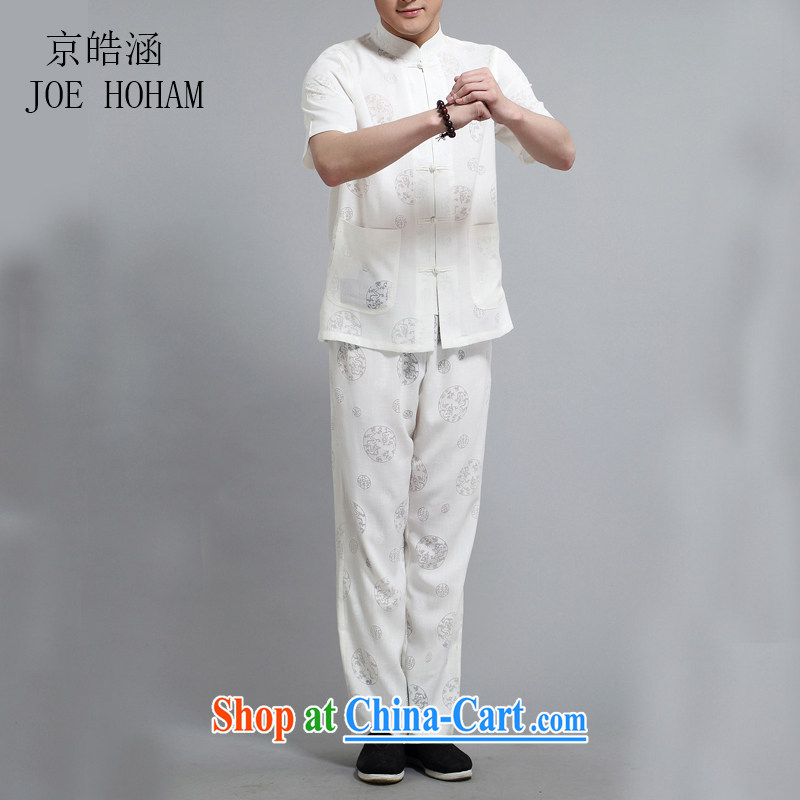 kyung-ho Tang covered by the Chinese media clip washable linen half sleeve shirt, elderly, men's summer linen short-sleeve kit white 4XL, Beijing-ho (JOE HOHAM), online shopping