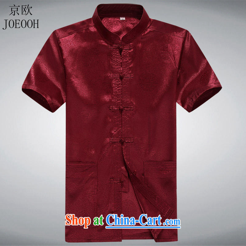 Putin's European male, short-sleeved Tang with Han-short-sleeved in older Chinese men short-sleeved red XXXL