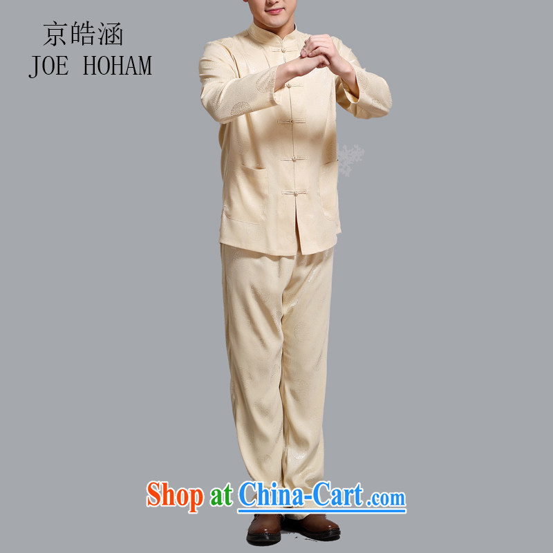 kyung-ho in older men the Snap national costumes China wind kit, for improved leisure long-sleeved Chinese summer gold 4 XL