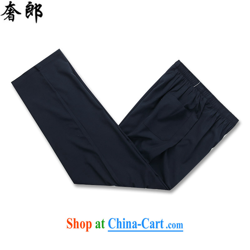 Luxury health 2015 new, middle-aged men tang on a short-sleeved shirt summer new middle-aged and older half-T-shirt men and Chinese hand-tie short-sleeved Chinese men's dark blue Kit 190/56, extravagance, and shopping on the Internet